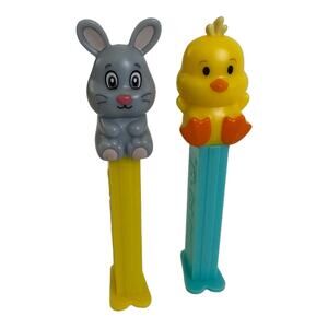 Easter Pez Lot Set of 2 Bunny Rabbit Baby Chick Blue Yellow